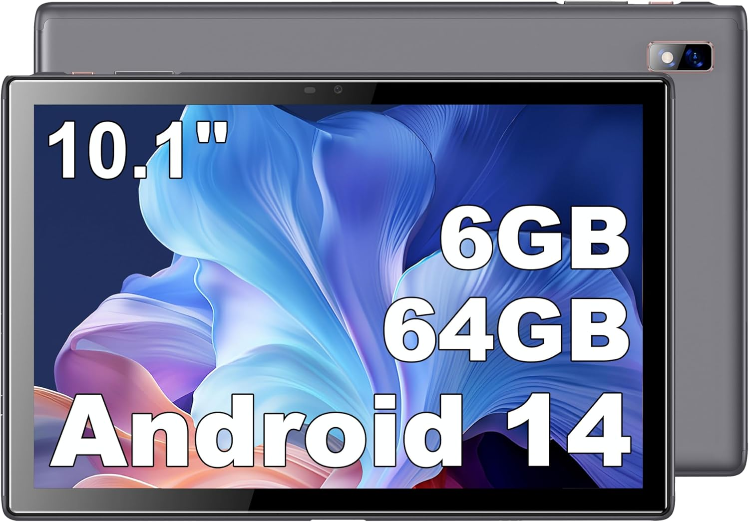 BYYBUO Android 13 Tablet,10.1 Inch Tablet with Case, 64GB ROM Quad-Core Processor 5000Mah Battery, 1280X800 IPS FHD Touchscreen 5MP+8MP Camera, Bluetooth, Wifi, Smartpad Gray image number 2