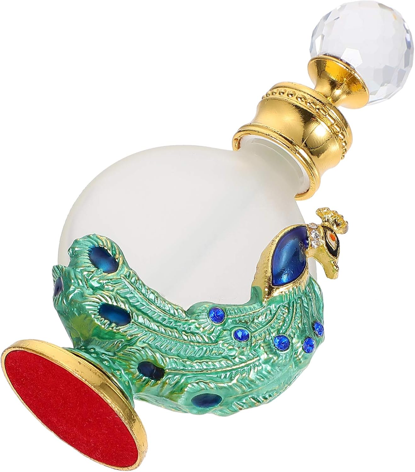 DOITOOL 1Pc Perfume Bottle Empty Vintage Peacock Shape Decor Glass Perfume Bottle Bottle with Dropper for Essential Oil (Green) image number 3