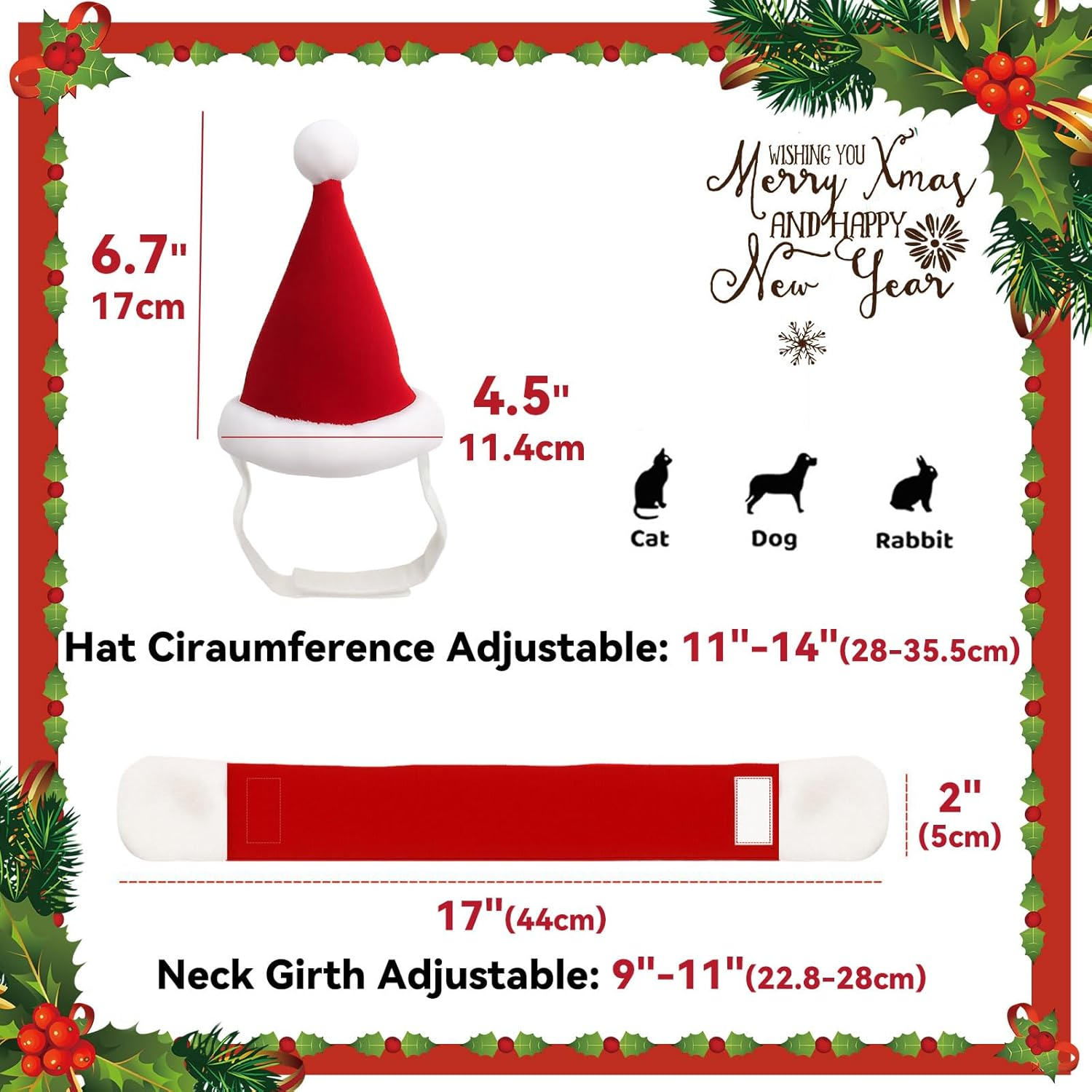 Namsan Pet Christmas Costumes - Cat Dog Santa Cap Costume Christmas Hat Suitfit for Christmas with Santa Hat and Scarf,Red - Lion Mane image number 7