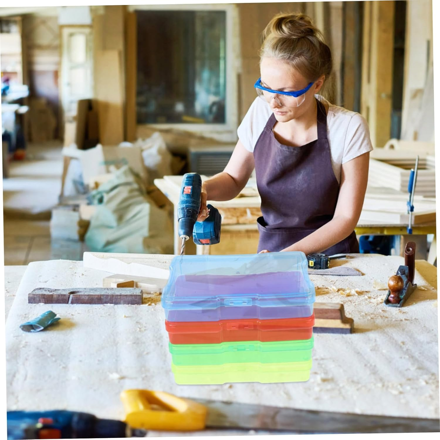 4Pcs Photo Storage Box Plastic Cards Organizer Box Dividers Greeting Card Craft Storage Containers Container Case Pictures Holder Case image number 4