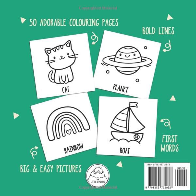 My First Colouring Book: Large, Simple and Cute Pictures of Animals, Vehicles, Food, Toys to Colour and Learn for Toddlers Ages 1 2 3 4 image number 1