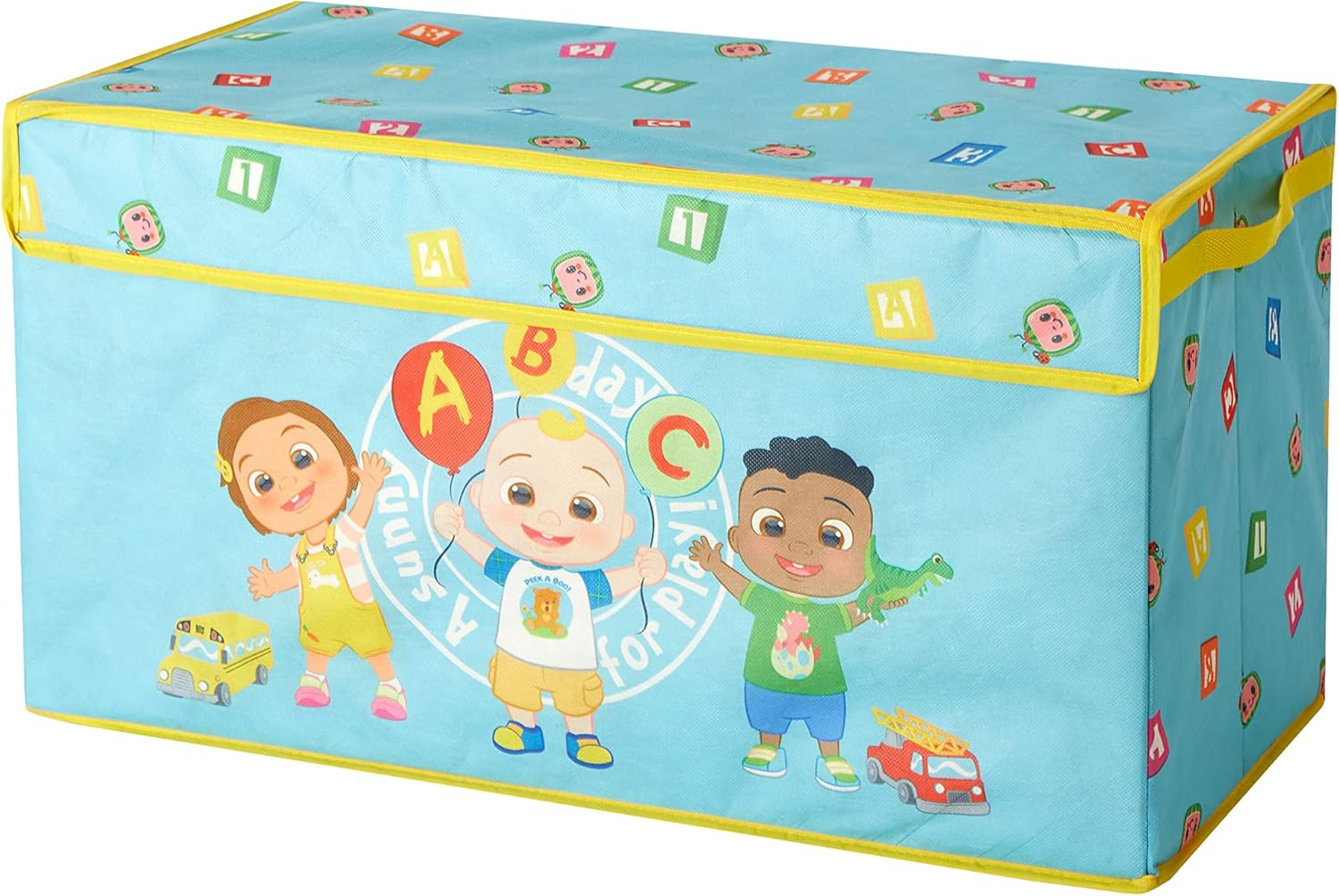 Idea Nuova Cocomelon Collapsible Children&rsquo;S Toy Storage Trunk, Durable with Lid