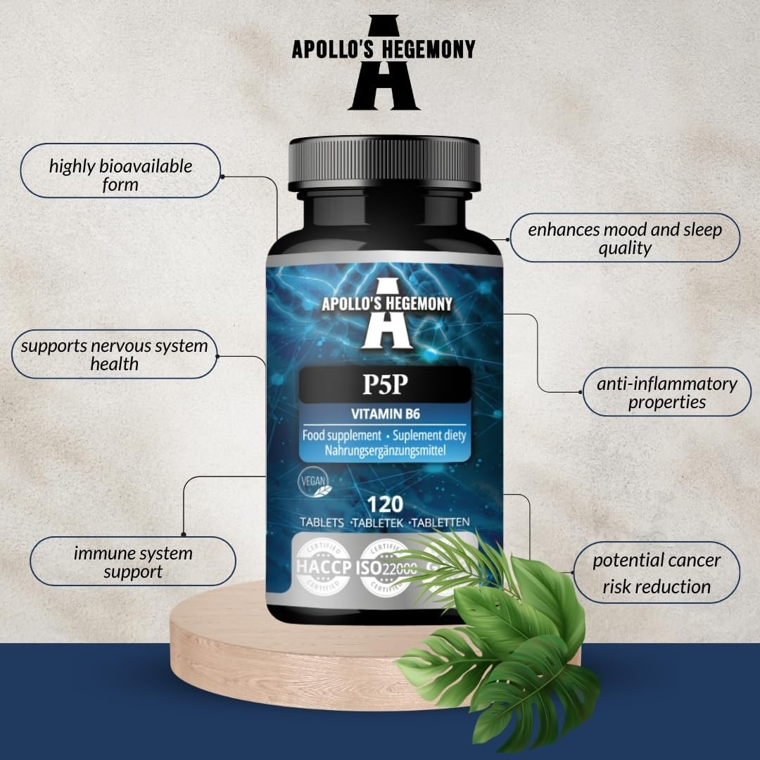 Pyridoxal-5-Phosphate (P-5-P) 50 Mg per Tablet - 120 Vegan Tablets - Supply for 480 Servings - Supports Nerve and Psychological Functions -Vitamin B6 Diet Supplement - by Apollo'S Hegemony image number 4