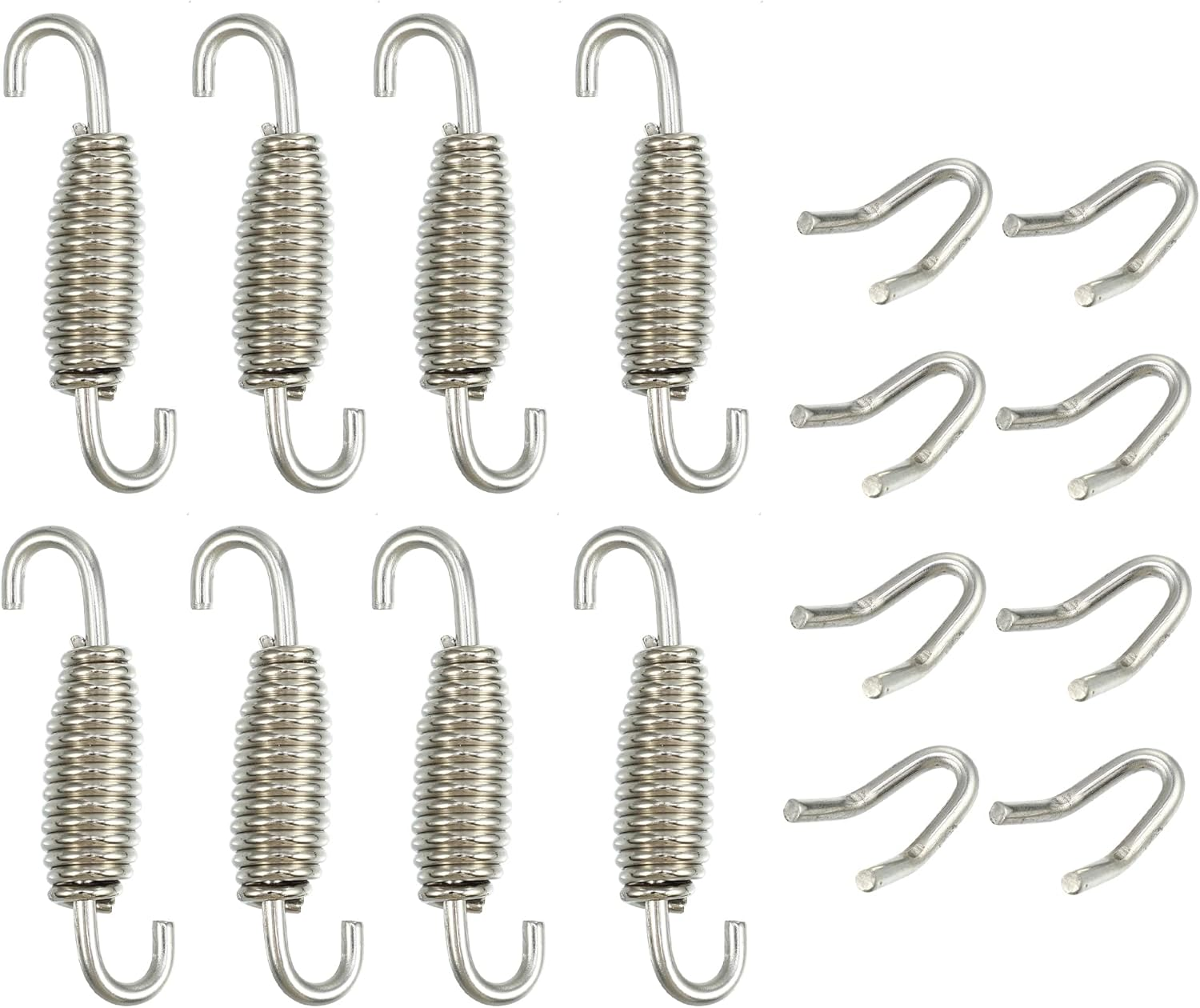 X AUTOHAUX 8 Set 55Mm 2.17" Motorcycle Exhaust Pipe Spring with U Shape Hooks Stainless Steel Silver Tone image number 1