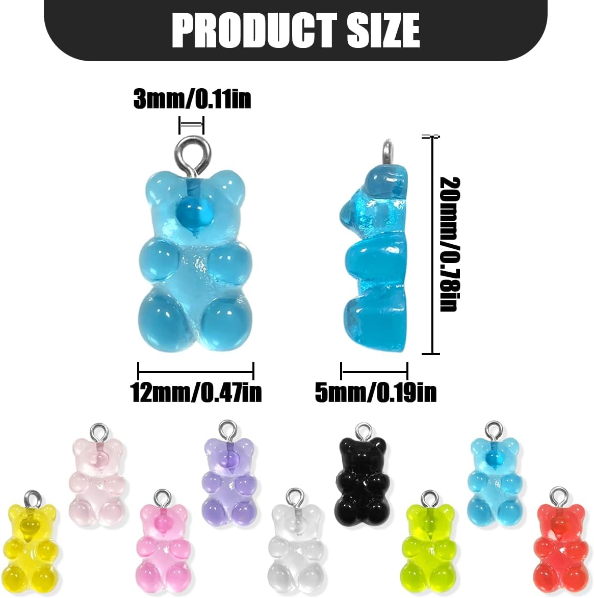 NILLOS Resin Gummy Bear Pendant, 40 PCS Mini Cute Bear Charms Pendants for Bracelet, Necklace, Jewelry Making, DIY Crafting (Multicolor) image number 6