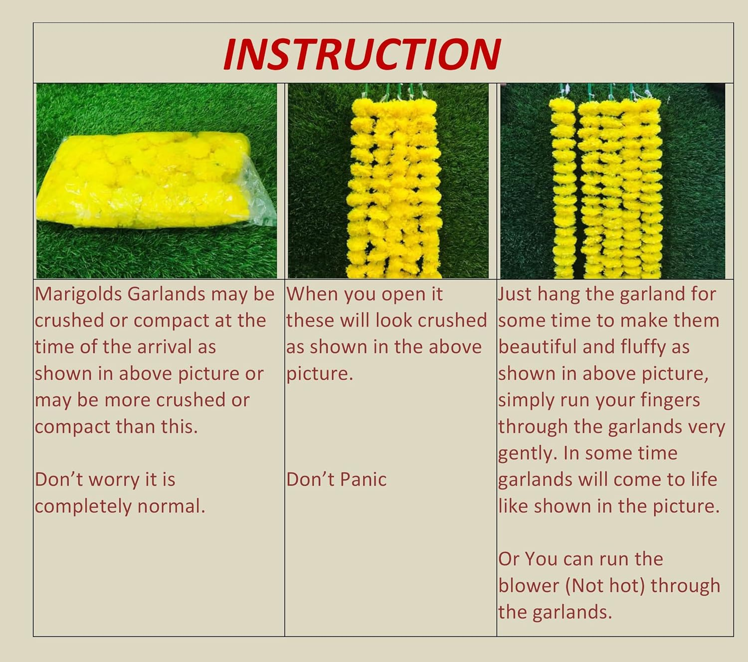 Artificial Marigold Flowers 5 String Decorations Garlands Party Genda Phool Mala 5 Feet Long, for Parties Wedding Decoration, Home Decoration (Pack of 5) (Yellow) image number 1