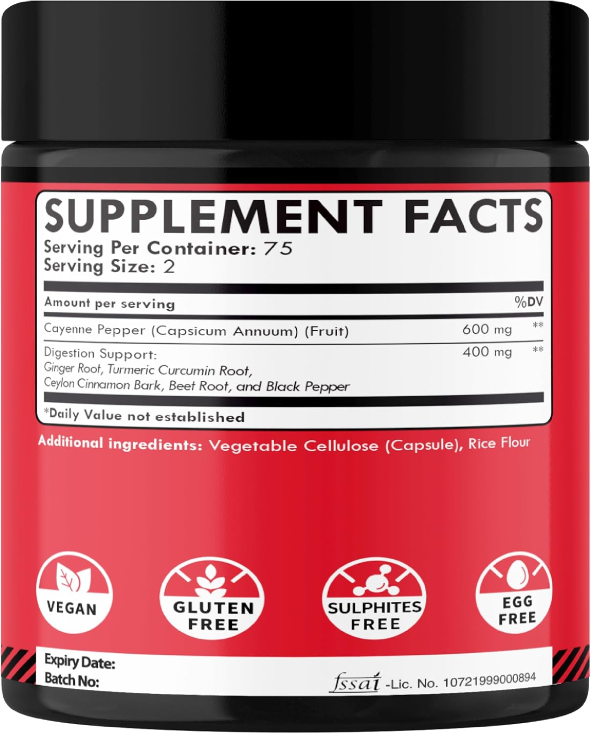 6In1- Cayenne Pepper Capsules with Ginger Root, Beet Root, and Black Pepper and More - 150 Capsules image number 6