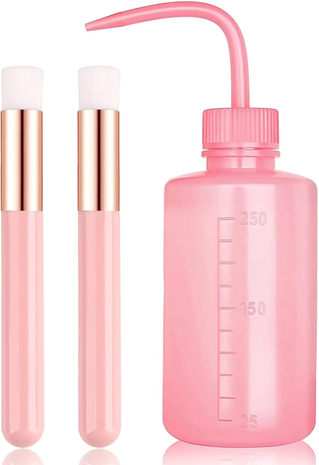 1Pcs 250 ML Plastic Satety Lash Cleaning Tatoo Wash Bottles 2PCS Nose Blackhead Facial Cleaning Shampoobrush for Eyelash Extension Supplies (White Bottle+Cleaning Brush)