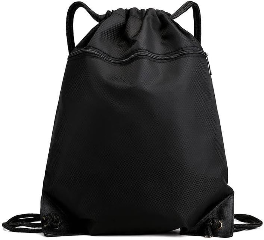 1 Pcs Waterproof Drawstring Bag with Zip Pocket,Drawstring Backpack,Unisex Oxford Gym Bag Backpack for Fitness Sports Travel Beach Holidays image number 5