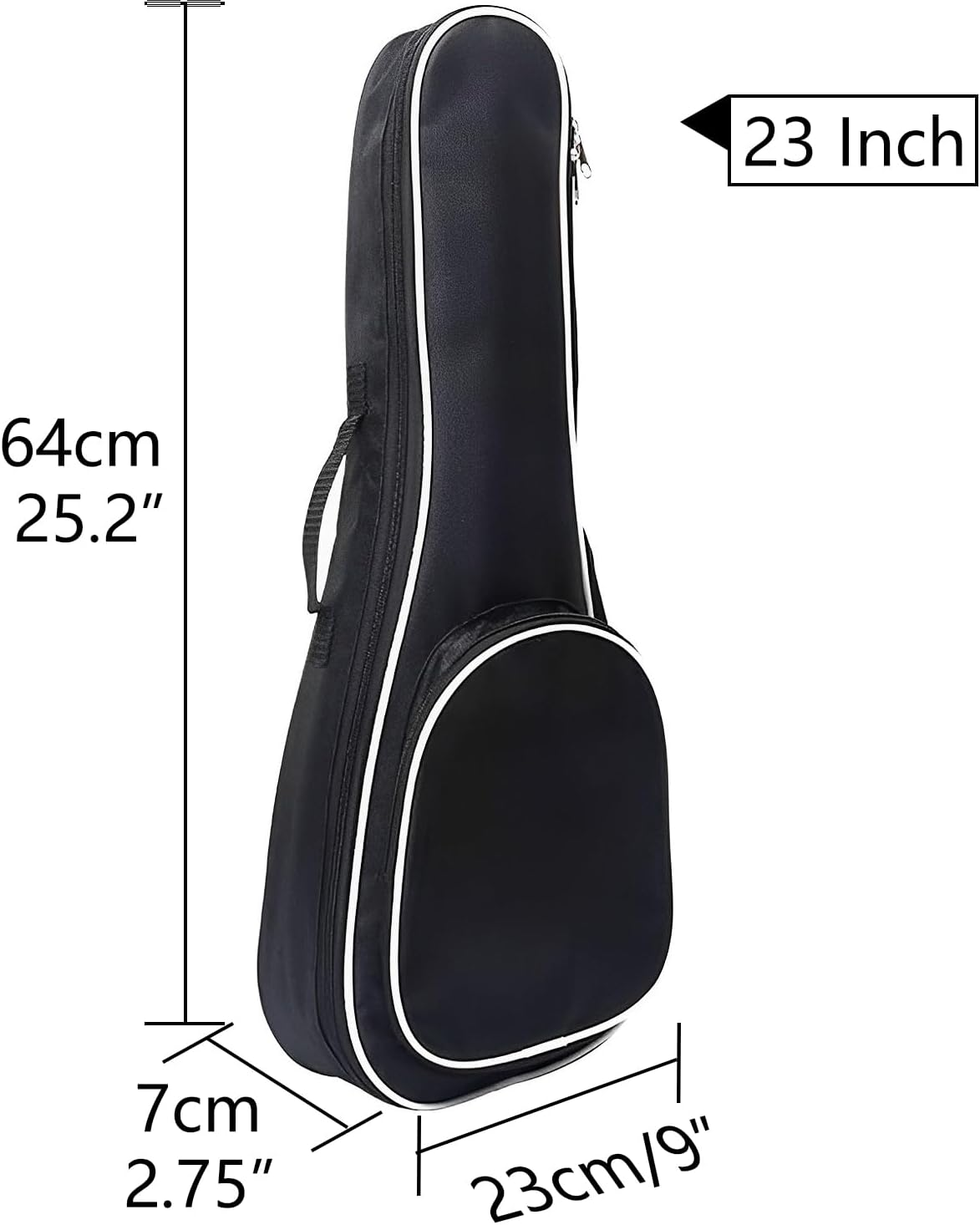 23 Inch Ukulele Case Backpack Straps Gig Bag Case Storage for Travel Performance Concert Show (Black with White Edge) image number 1