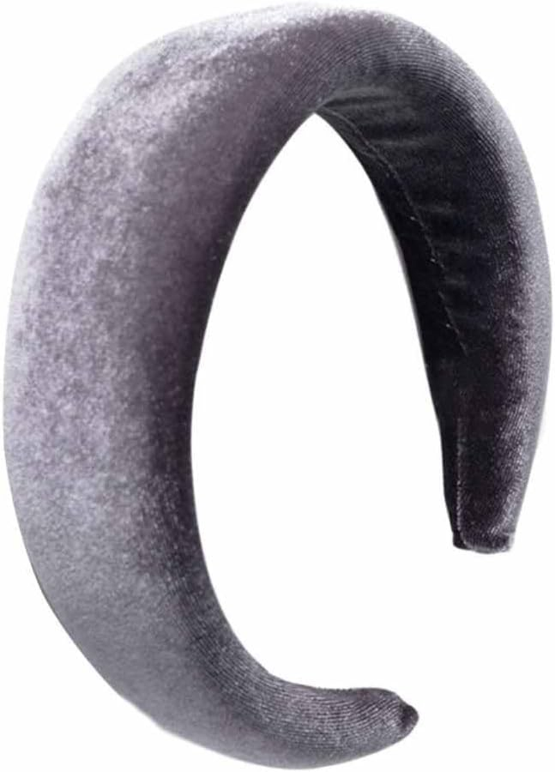 SHTGOI Headband Velvet Fabric Sponge Thick Headband Retro Style Padded Hair Band Soft Non-Slip Candy Colour Wide Headbands Outdoor Elegant Headpiece for Women and Women White