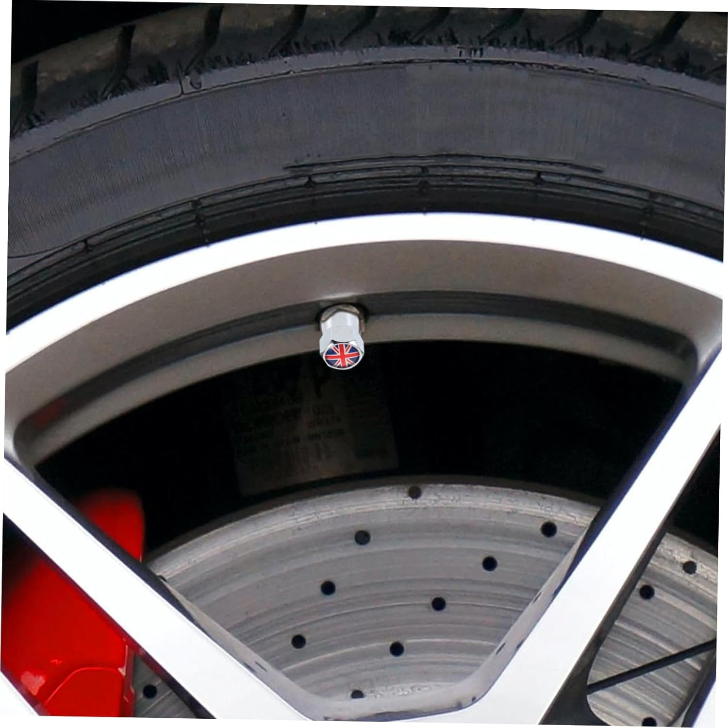 PLAFOPE 4Pcs Universal Car Tire Valve Stem Caps Metal Mini Valve Covers with UK Flag Design for Cars Suvs Trucks Sturdy Decorative Tyre Caps for Automotive Wheel Accessories image number 5