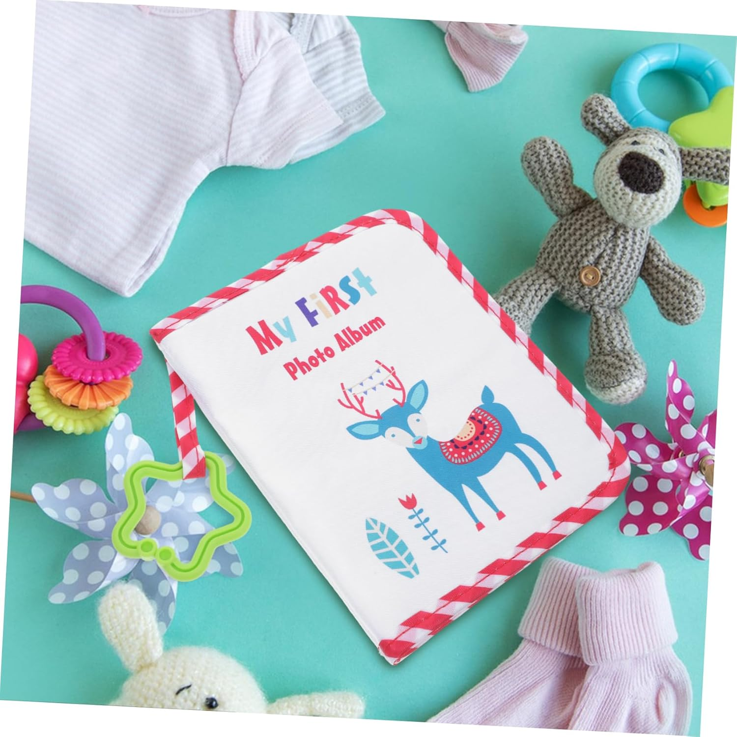 Abaodam Photo Album Boy Girl Keepsake Memory Book Soft Cloth Picture Album for Newborns Record Milestones at Home Party