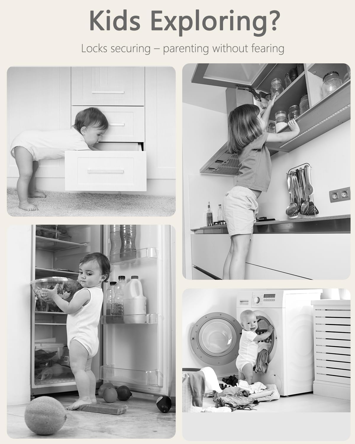 Child Safety Cabinet Locks 8 Pack Baby Proof Cabinet Lock Easy Install with 3M Adhesive No Screws Drilling, Multi-Purpose Latches for Drawers, Doors, Kitchen, Ovens, Toilets image number 1