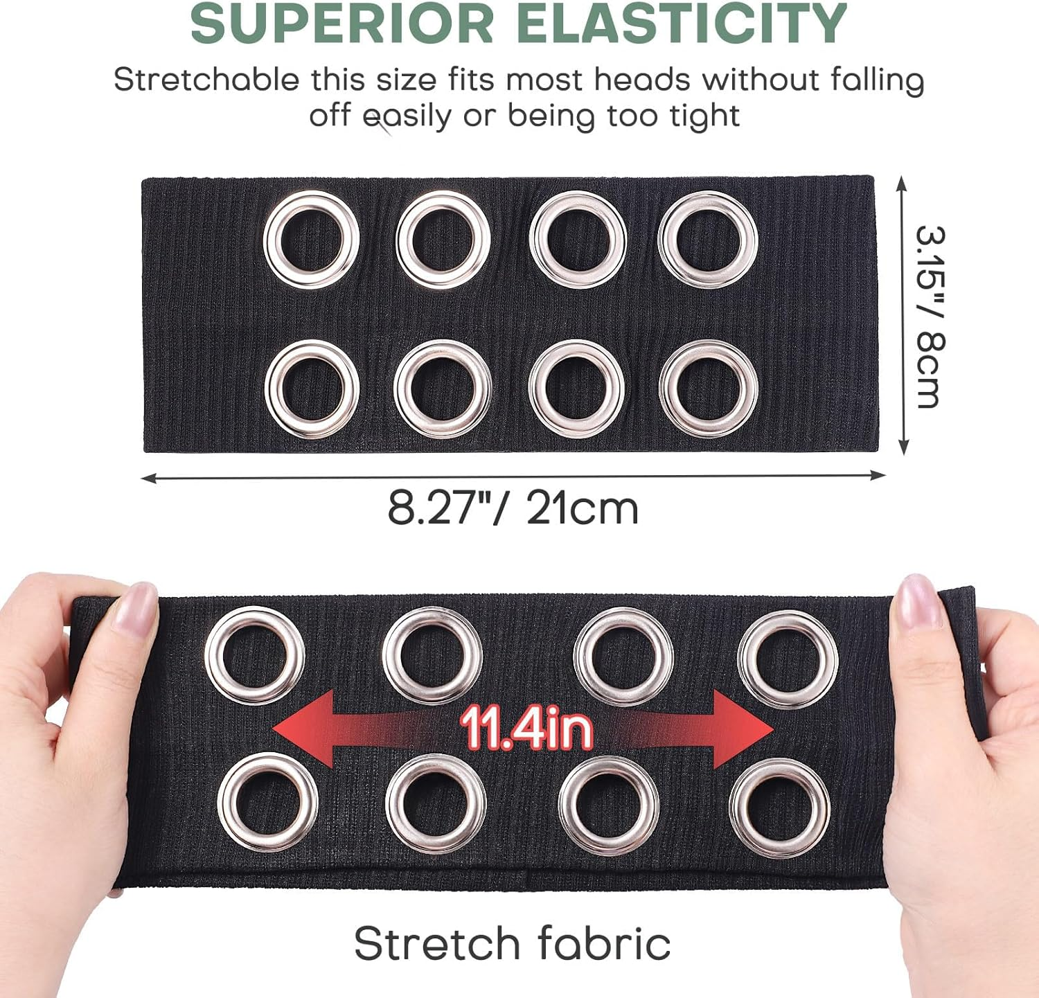 Frauen Hohle &Ouml;sen Elastisches Stirnband Y2K Girls Punk Grunge Wide Hairbands Stretch Casual Hair Accessory image number 6