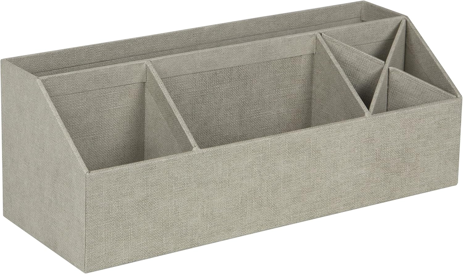 BIGSO BOX of SWEDEN ELISA Desk Organiser with 4 Compartments - Organiser System for Notes, Paper Clips, Pens Etc. - Fibreboard and Paper in Linen Look - Grey