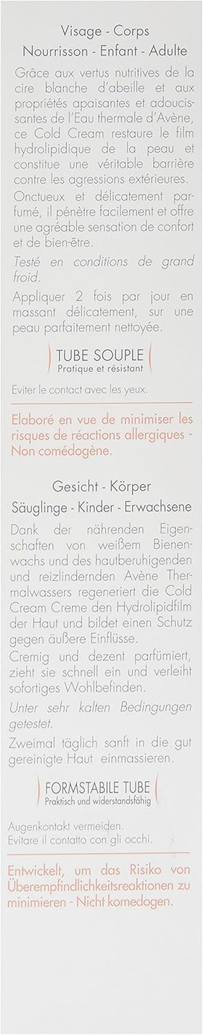 Avene Cold Cream by Avene for Women - 3.24 Oz Cream, 100 Ml image number 4