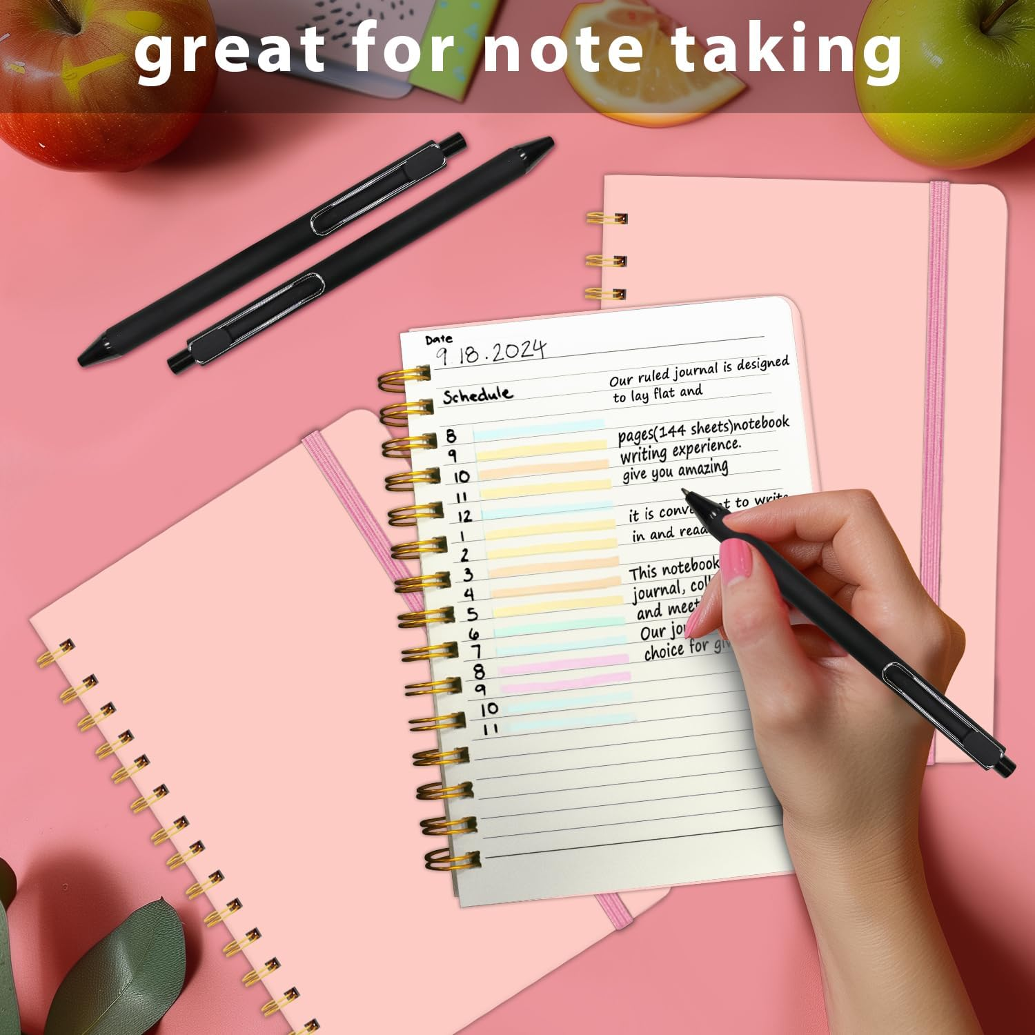 Spiral Notebook A5, 8.27"X5.7" Hardcover Notebook 160 Lined Pages Spiral Journal for Men Women Writing, Note Taking, Journaling, School, Work, Gift (Palepink) image number 5