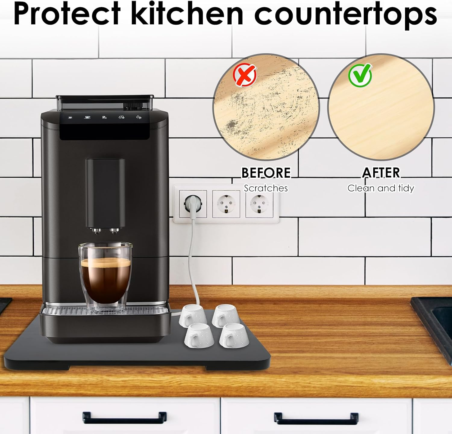 360&deg; Appliance Sliding Tray for Appliances, 360&deg; Rolling Tray Bamboo Appliance Slider with Universal Wheels, Sliding Tray for Coffee Maker Appliances Mat Easily from under the Cabinet