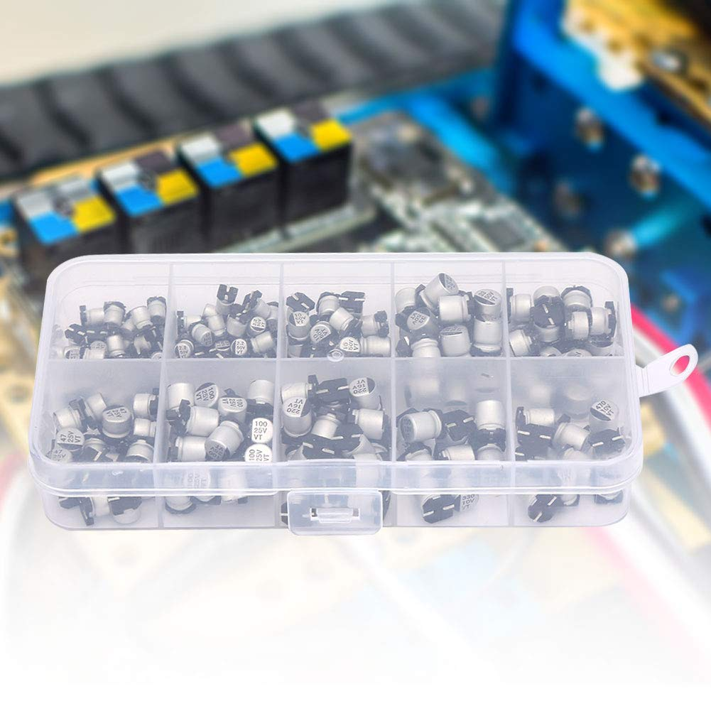 Fasient 200PCS 10 Values SMD round Surface Mount Capacitor Set 1Uf~470Uf 10-50V Integrated Circuits Application image number 1