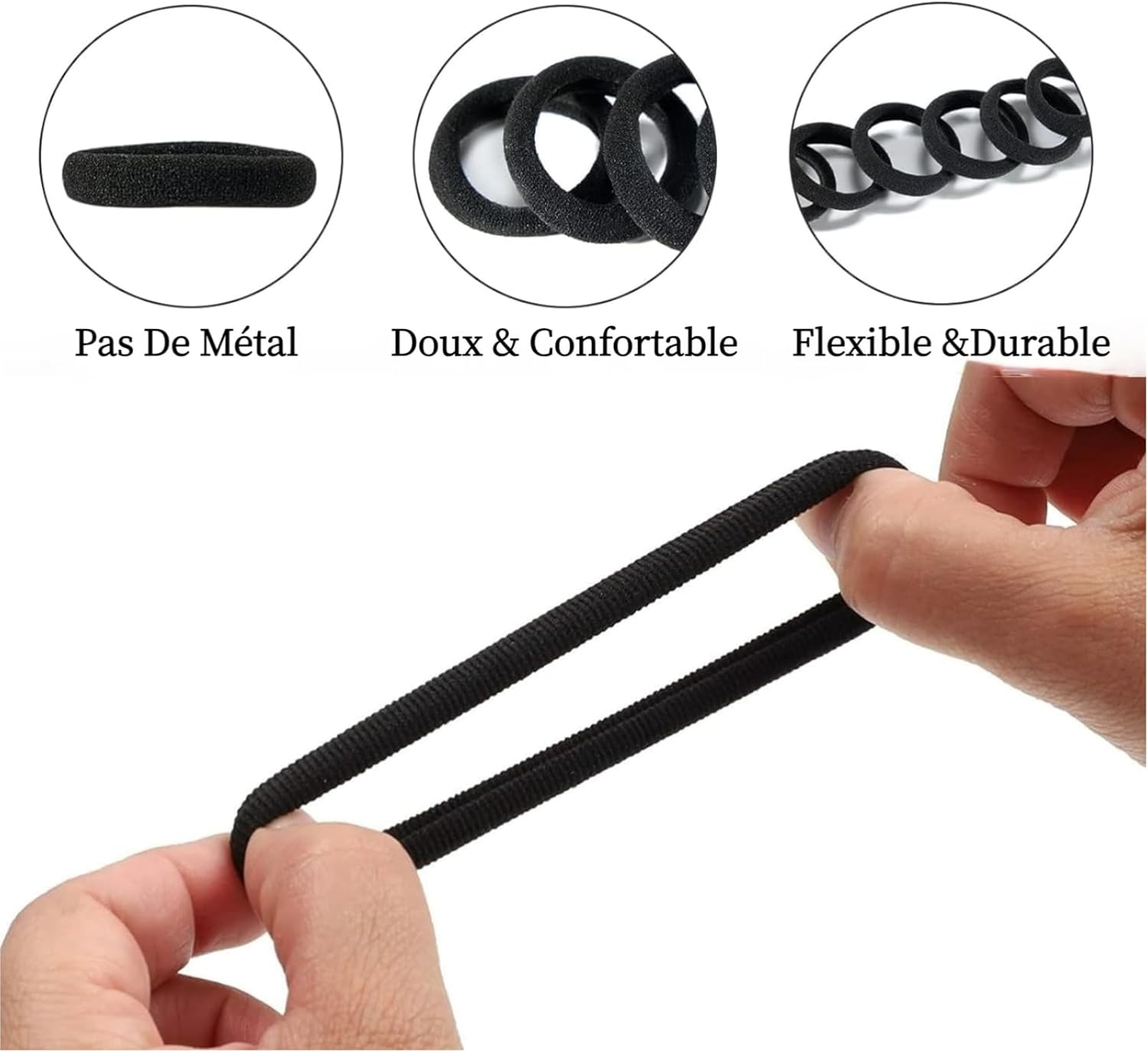 Pack of 100 Elastic Hair Bobbles Girls Soft Elastic Hair Seamless Hair Bands Thick Cotton Hair Bobbles Seamless Cotton Hair Bobbles for Women Men and Children image number 1