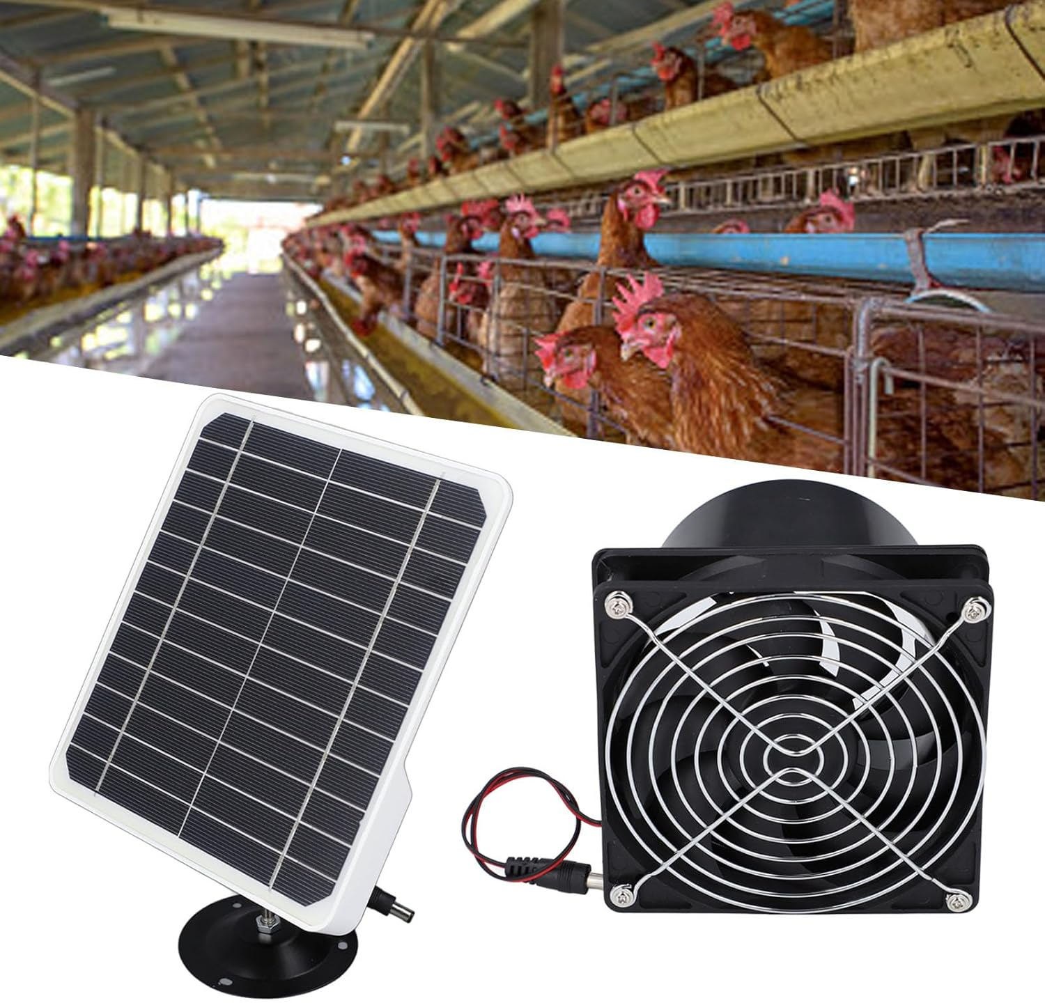 Solar Powered Exhaust Fan, 12V 50W Solar Panel with 6.5 Inch Ventilation Fan Kit, Powerful Ventilation Solar Powered Fan Vent Fan for Chicken Coops, Greenhouses, Sheds, Pet House image number 6