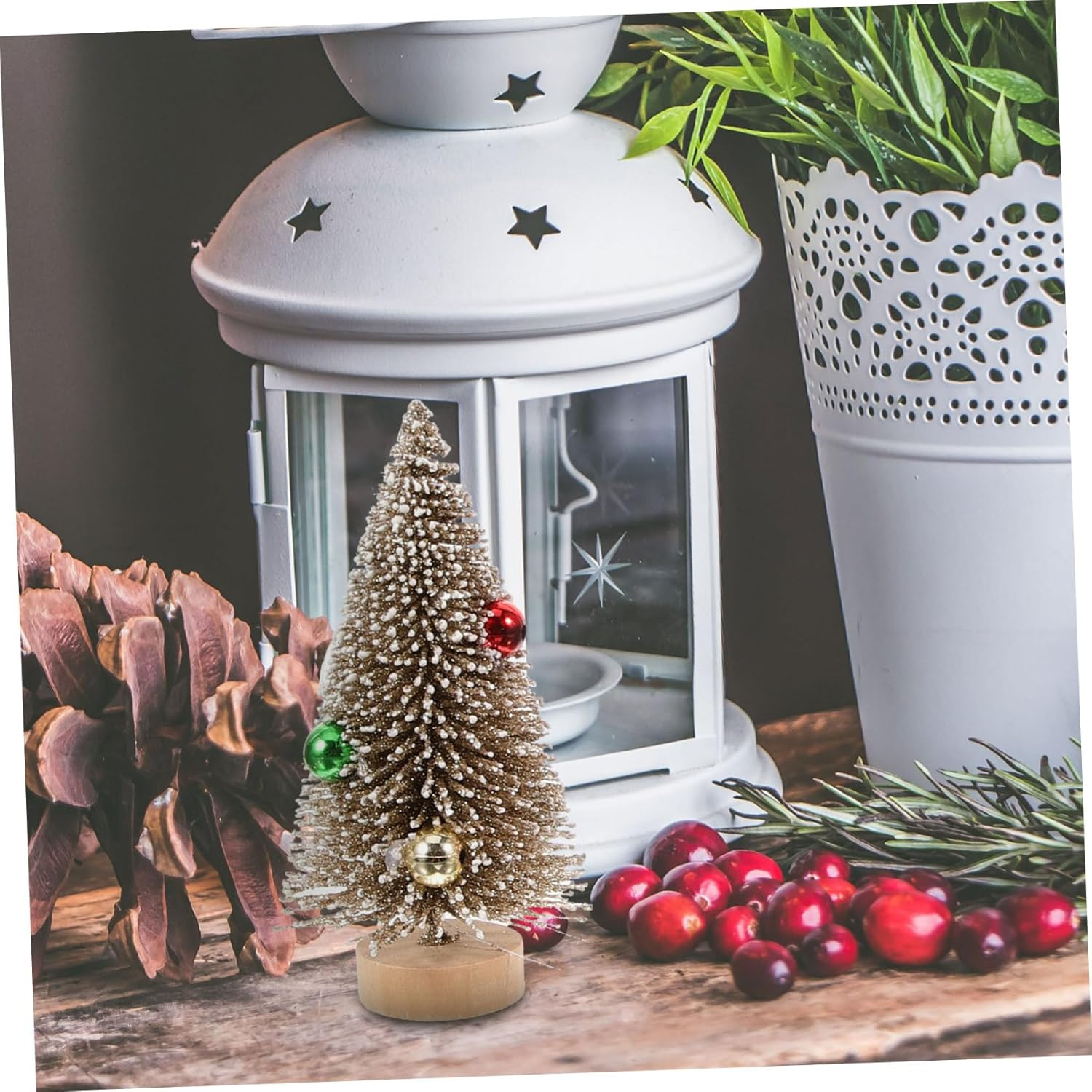 12Pcs Mini Christmas Tree Decor Xmas Ornaments for Desktop Decorations for Home Parties Landscape Scenes and Festive Atmosphere