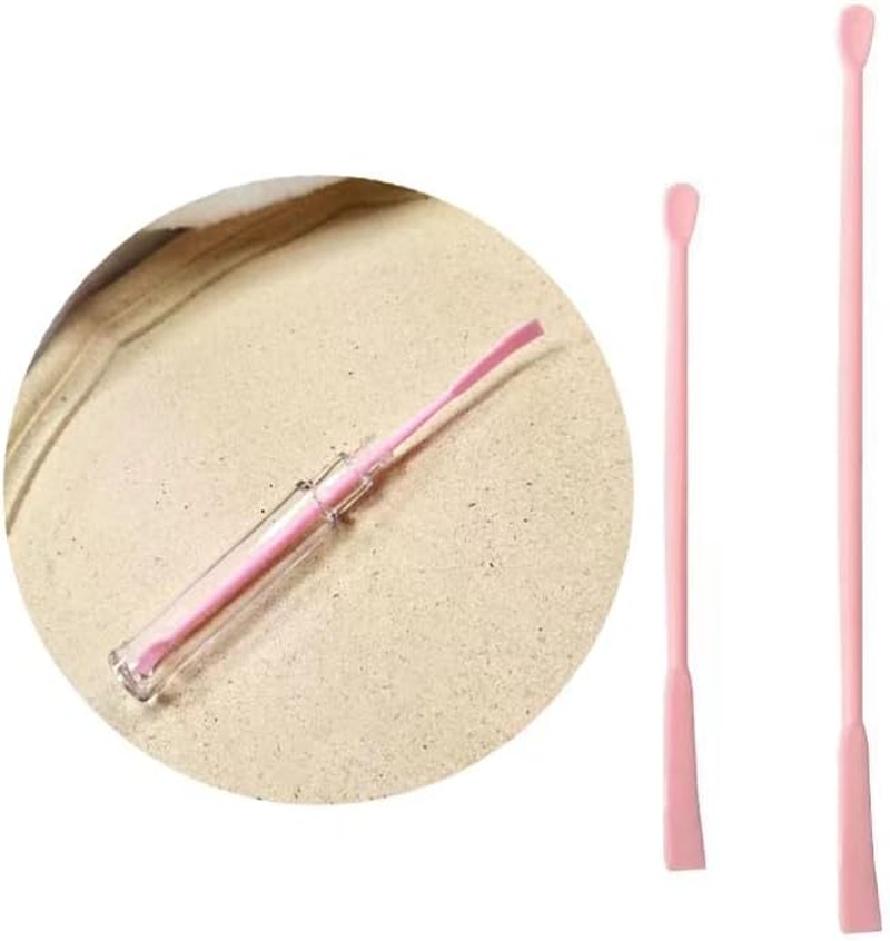 Beauty Spatulas, 2 Piece Set, Large and Small ， Makeup Spatula Tool for Small Aperture Cosmetic Bottle|| Mini Spatula | Flexible and Reusable | Scraper Head Measures Only 0.7Cm Pink