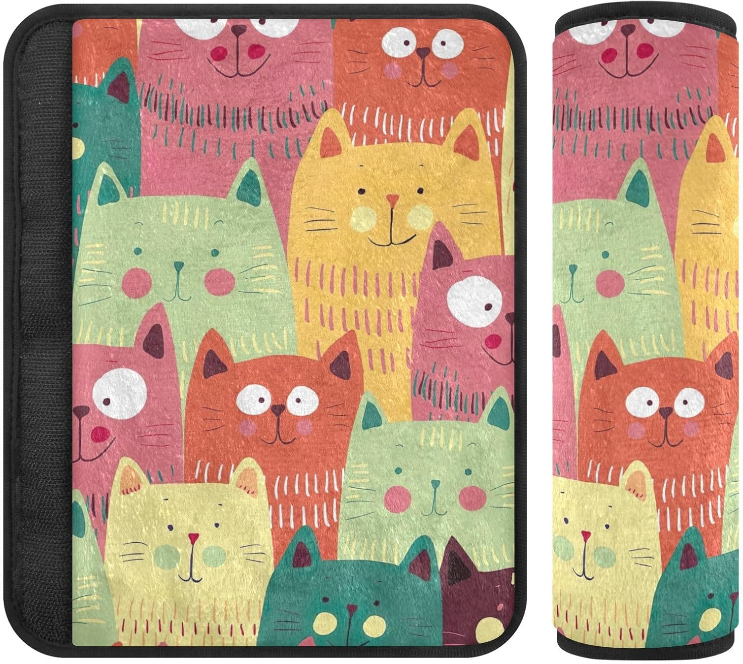 Black Cats at Night Soft Seatbelt Cover, Padded with Cotton, Shoulder Pads for Backpacks, Infant Car Seat Strap Covers