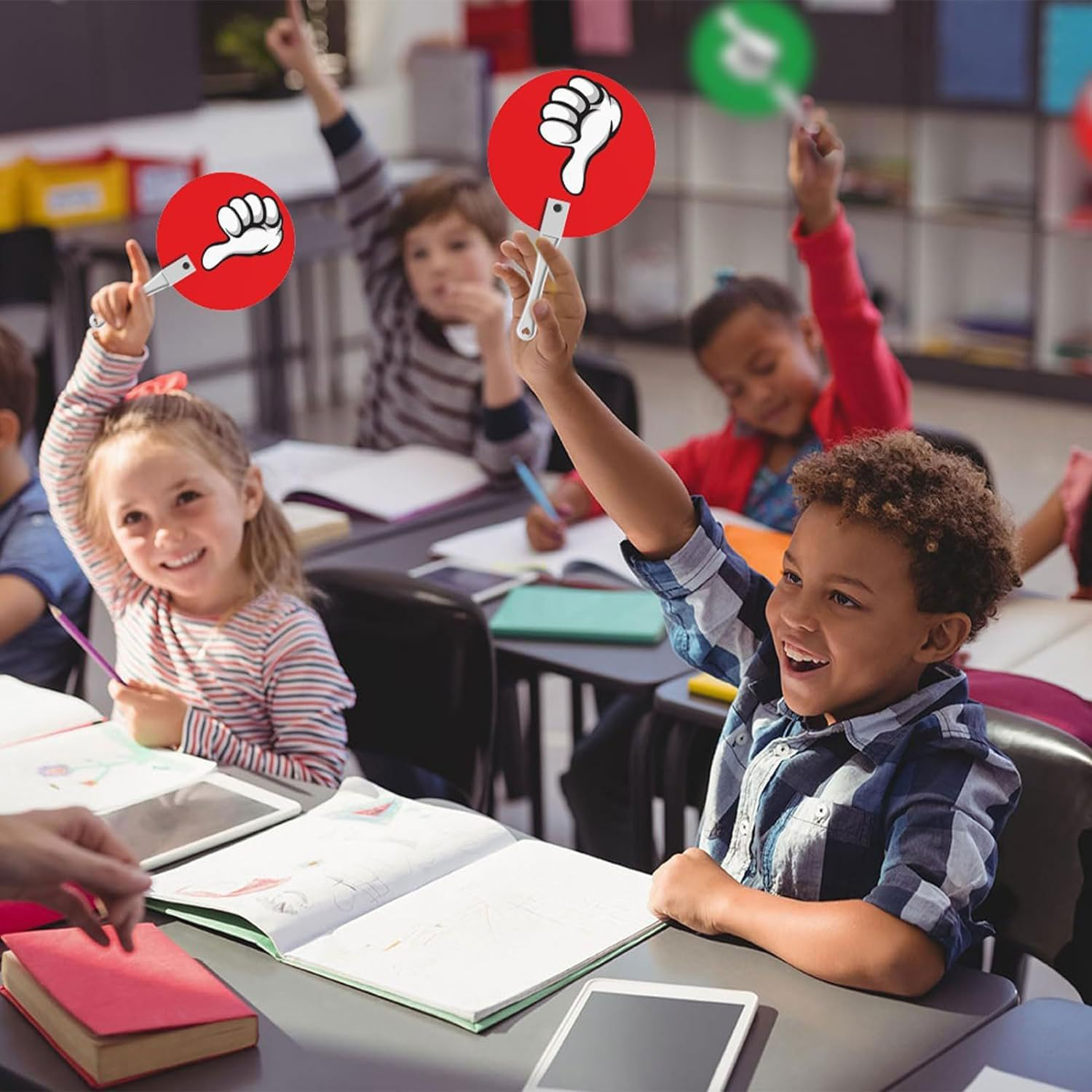 10Pcs Classroom Voting Paddles, Thumbs up Thumbs down Voting Paddles, Plastic Yes or No Auction Sign Paddles, True False Paddles for Teacher Interaction Event Voting Supplies, Elect, Meeting image number 6