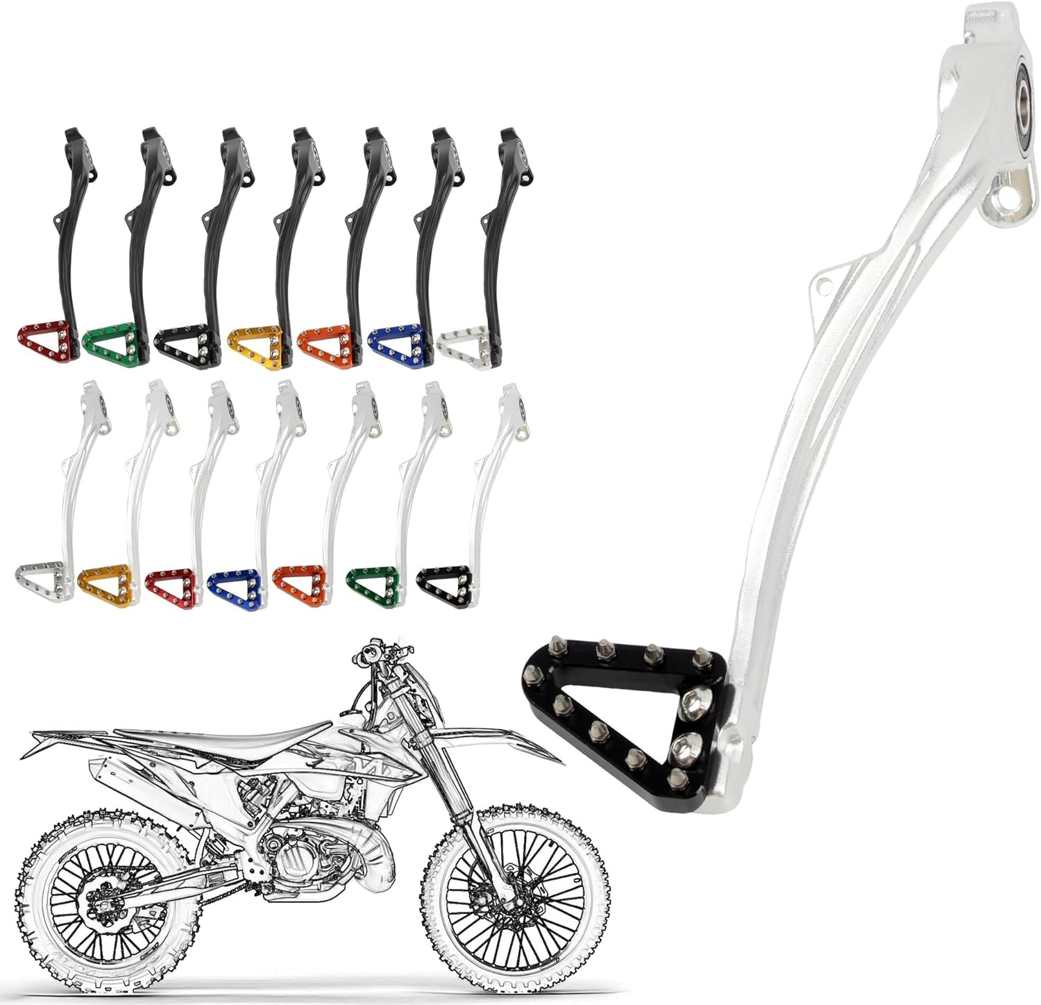 Jiningxinxin Motorcycle Rear Brake Pedal Lever for EXC EXCF SX SXF XC XCF XCW 125 250 300 350 400 450 500 2023 Modification Accessories(Silver Blue) image number 4