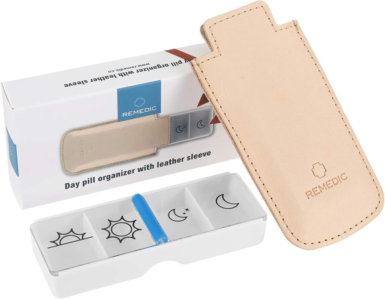 Weekly Pill Organizer 4-Times-A-Day 7 Day Pill Box Large Compartments Moisture-Proof Pill Case Medication Organizer Portable Travel Container for Vitamins Fish Oil Compartments Supplements Easy Grip