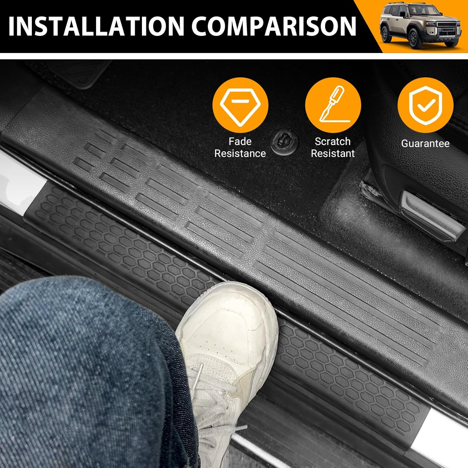 HUYINPJ Door Sill Guards Compatible with 2024 2025 Toyota Land Cruiser Prado 250 J250 LC250 TPE Entry Guard Cover Door Sill Protector for Toyota Land Cruiser Accessories image number 4