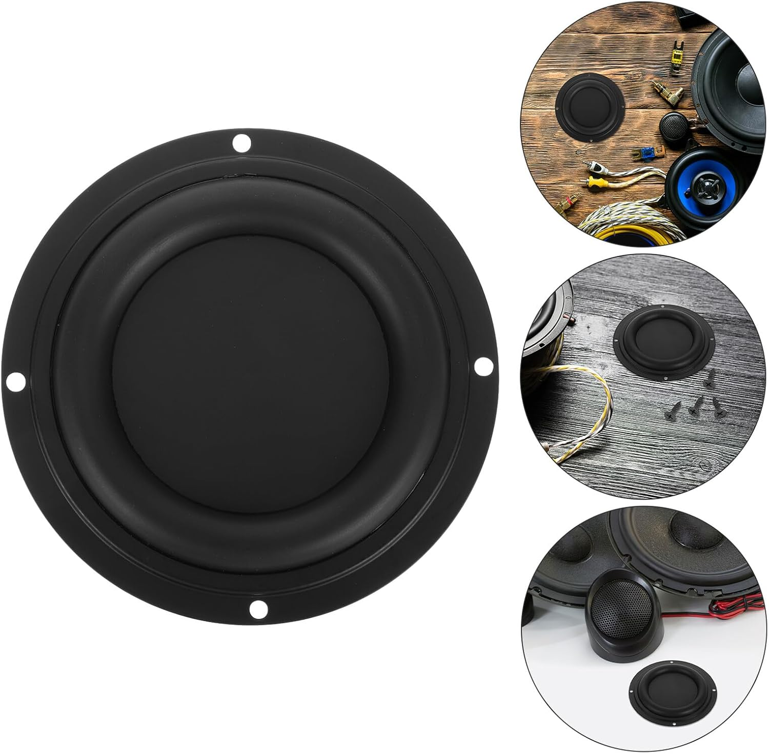 BESPORTBLE 4Pcs 4-Inch Passive Bass Diaphragm Speaker Vibration Plate Screws 105Mm Rubber Radiator Membrane for Car Audio Subwoofer Loudspeaker Repair