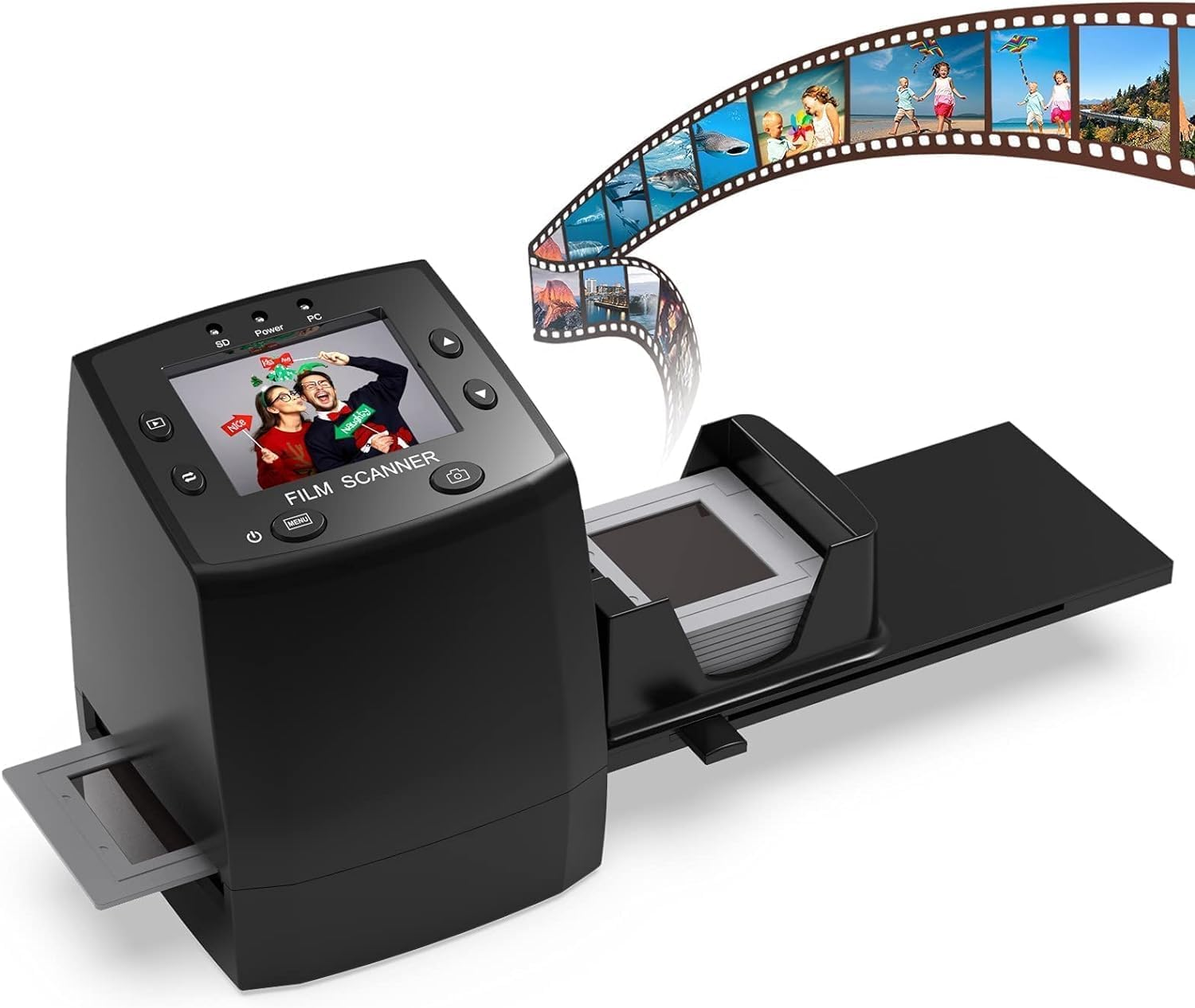 135 Film Negative Scanner Slide Viewer, Converts 35Mm Film Negatives & Slides to Digital JPEG Images, 2.4 LCD Screen, with Quick Slide Holder