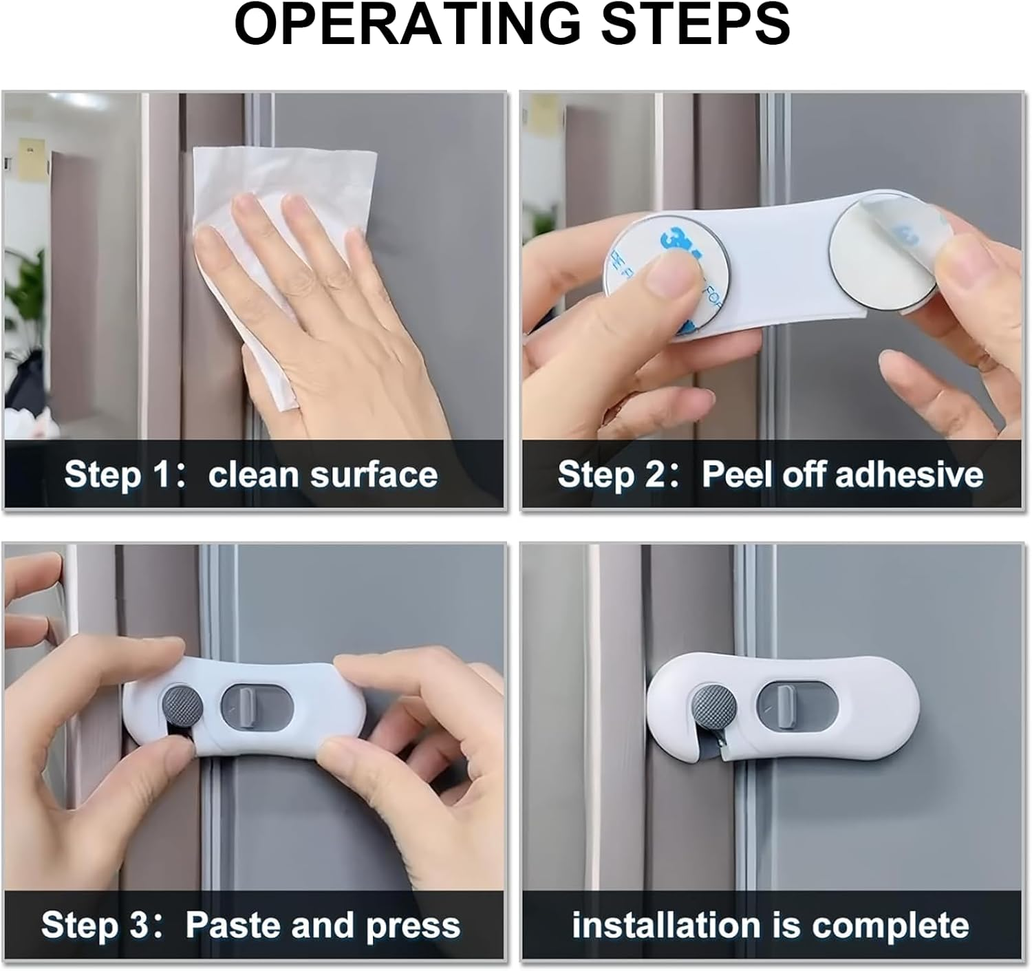 5-Pack Child Safety Cabinet Locks, Durable Baby Proof Fridge Locks with Easy-Grip, No-Tool Installation for Cupboards & Drawers image number 3