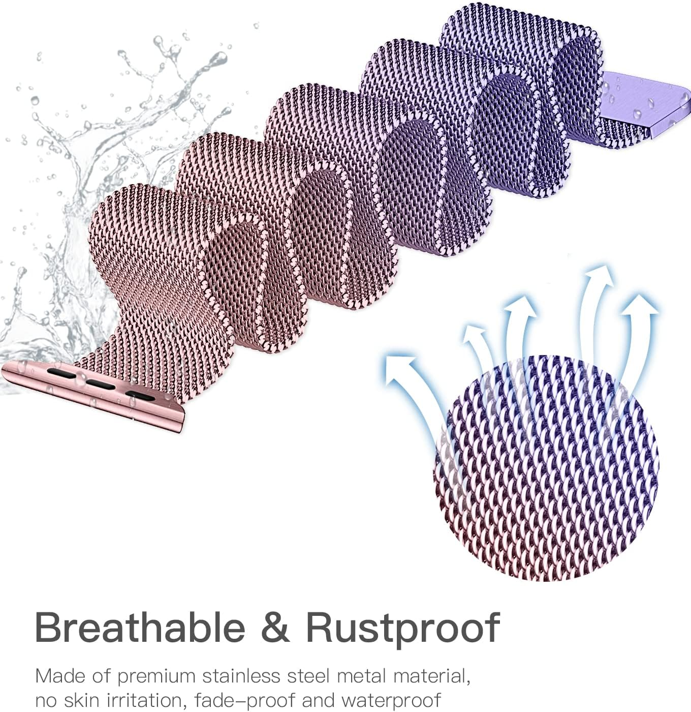 Witzon Stainless Steel Bands for Apple Watch Band 38M 40Mm 41Mm 42Mm 44Mm 46Mm 45Mm 49Mm for Women Men, Magnetic Milanese Mesh Metal Bands for Iwatch Series 11 10 SE Ultra 9 8 7 6 5 4 3 2 1