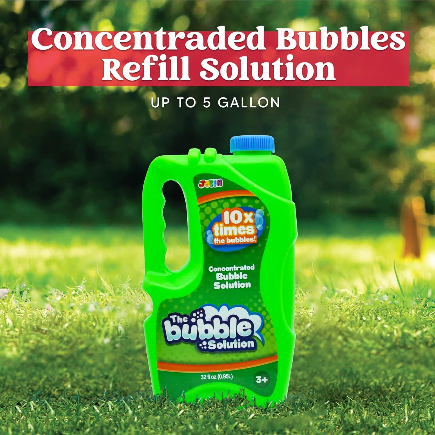 JOYIN 2 Bottles Bubbles Refill Solutions 64 Oz (Up to 5 Gallon), Concentrated Solution for Bubble Machine, Gun, Wand Refill Fluid Summer, Easter Toys(Green) image number 4