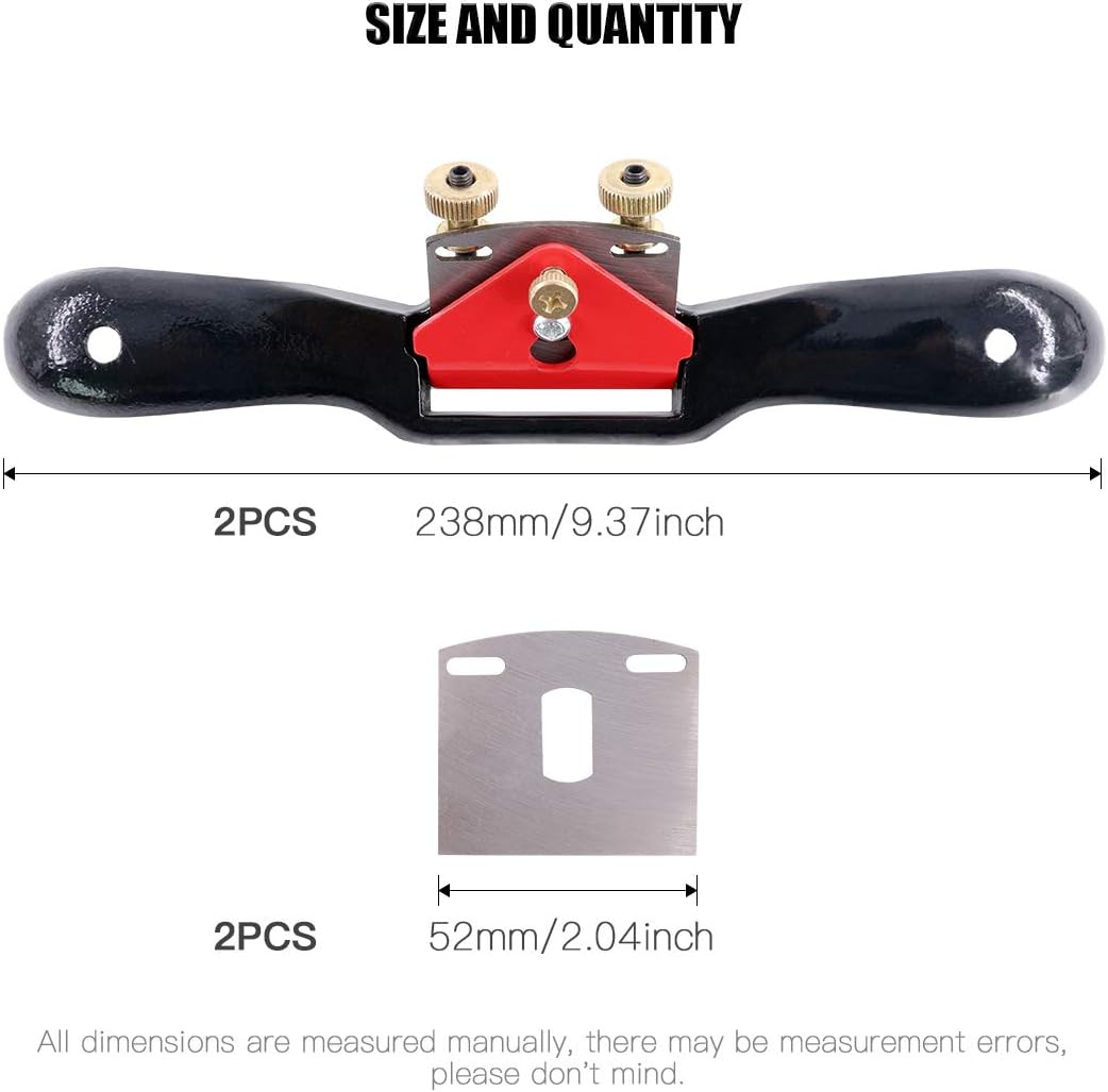 Glarks 2Pcs 10" Adjustable Spokeshave Plane with Flat Base and Metal Blade for Wood Working and Craft - Includes 2 Extra Blades image number 3