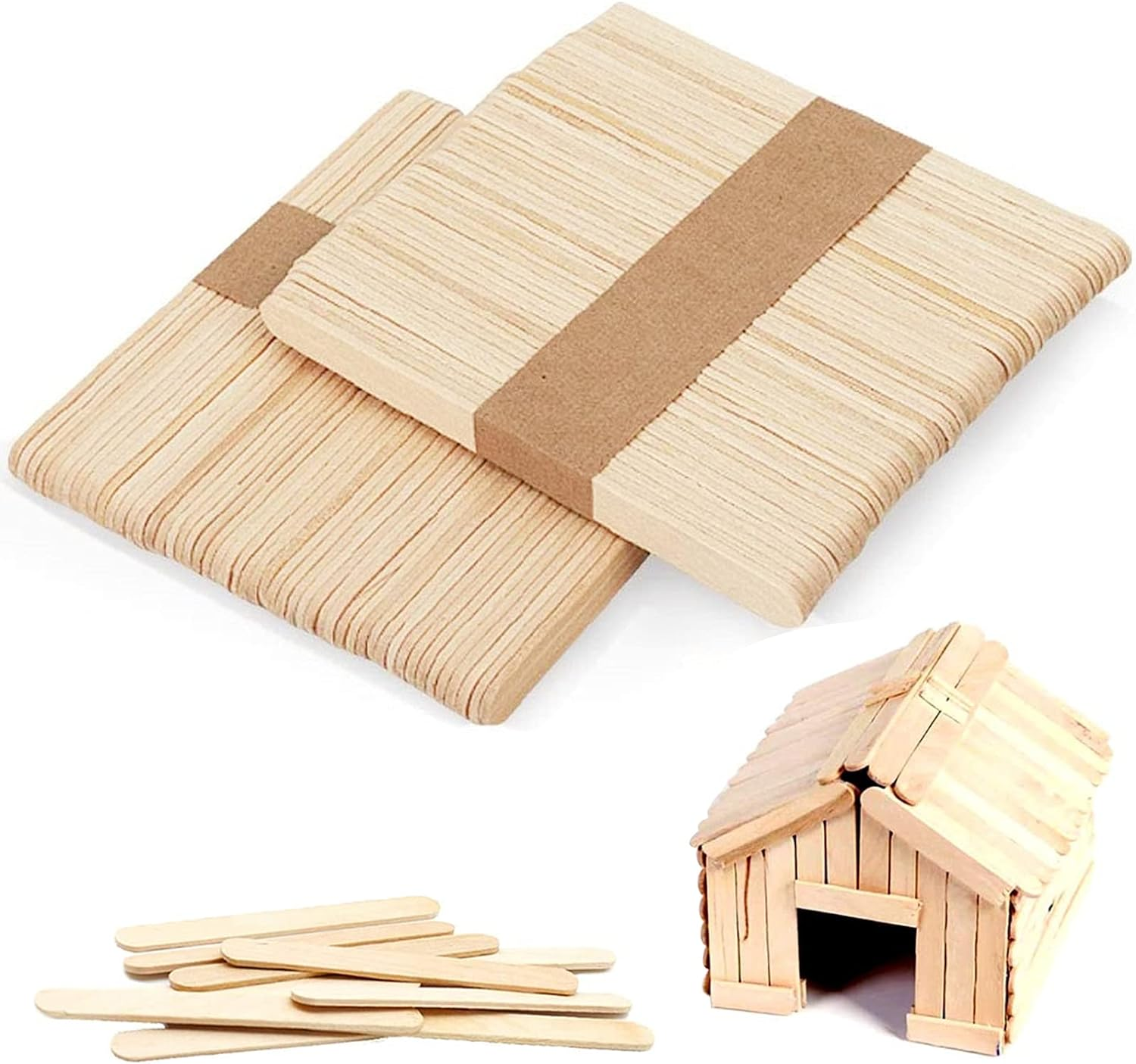 100PCS Crafts Lolly Sticks Lollipop Sticks Wooden,Natural Wood Sticks Lolly Sticks for Craft, DIY Ice Cream Stick LCE Cream Sticks for Craft Project Ice Cream Scoops image number 4