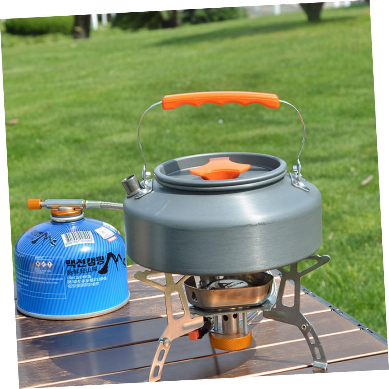 Outdoor Portable Kettle Boiling Tea Pot Camping Water Kettle Folding Handle image number 1