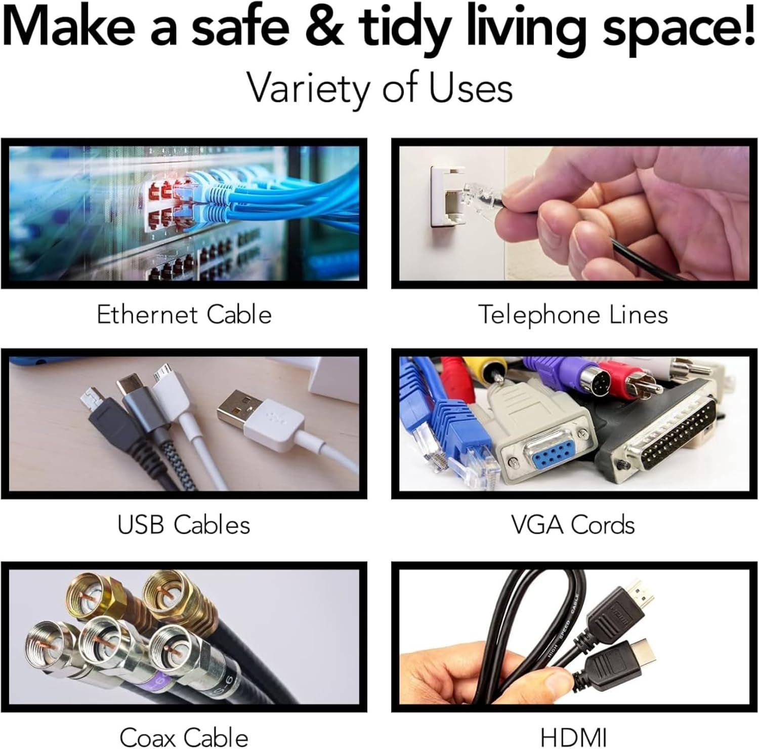 SNOKAY 100Pcs 8Mm round Cable Clips - Cable Holder for Wire Management - Skirting Wire Nail Clips - Tidy Solution for Ethernet, Electrical Cables, and Wires