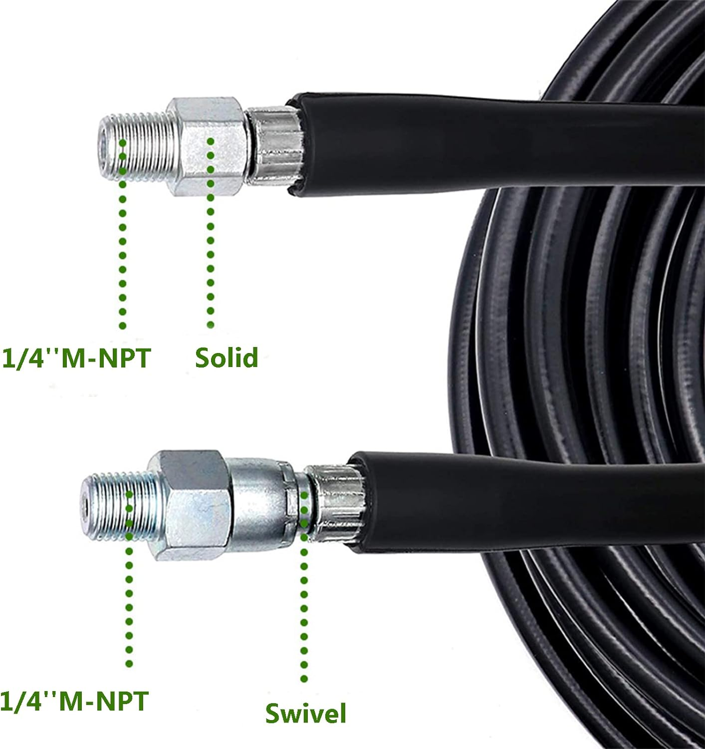 Acbbmns 30M/98.4FT Sewer Jetter Kit for Pressure Washer, 1/4 Inch NPT, 5800 PSI Drain Pipe Hose Cleaning Set, Button Nose & Rotating Sewer Jetting Nozzle image number 4