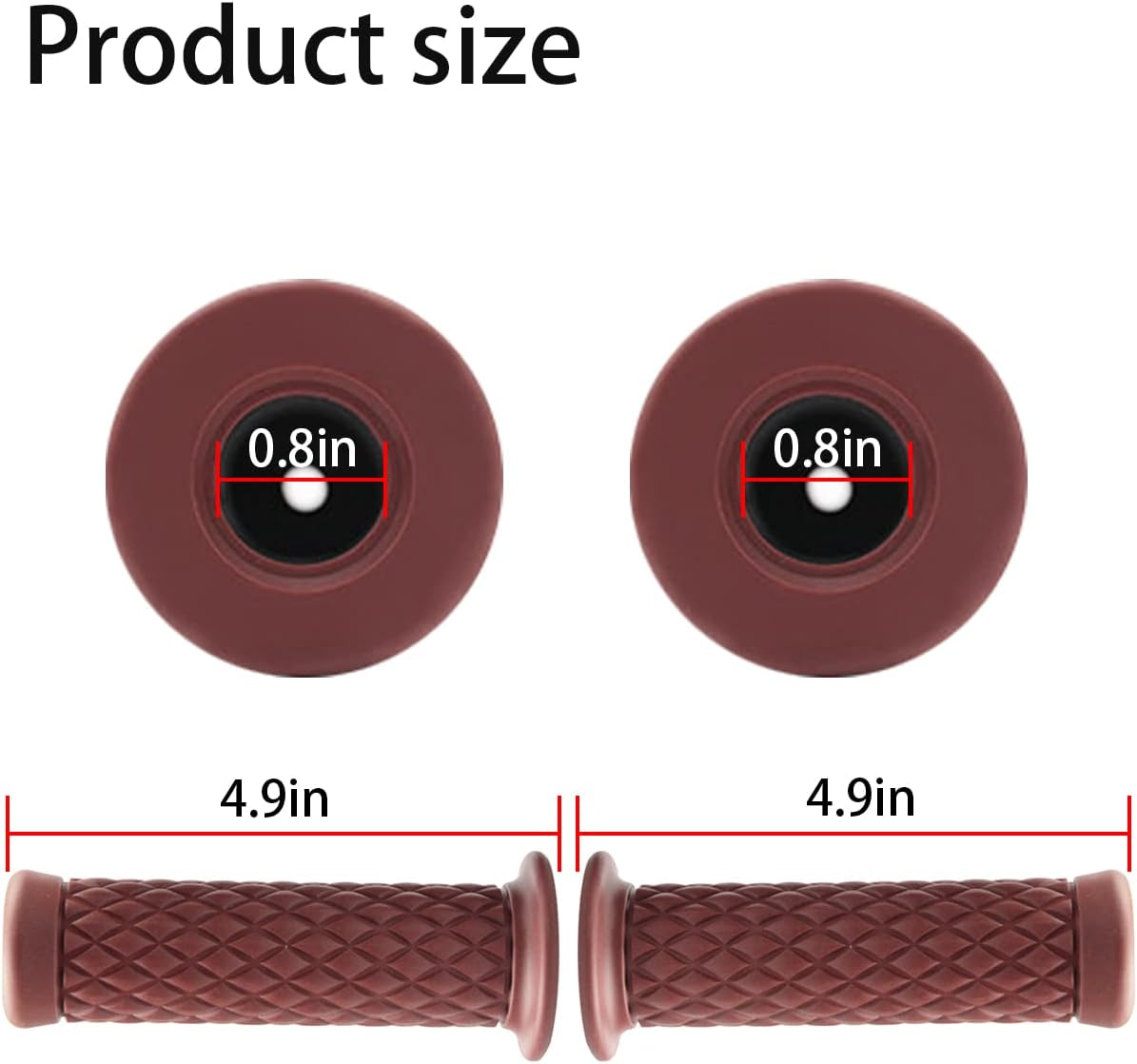 Motorcycle Hand Grips, Non Slip Rubber Bar for 7/8" 22Mm/24Mm Handles, Vintage Motorbike Thruster Grip, Handlebar for Hand Comfort, Universal for Motocross Scooter Dirt Bike, Open End image number 3