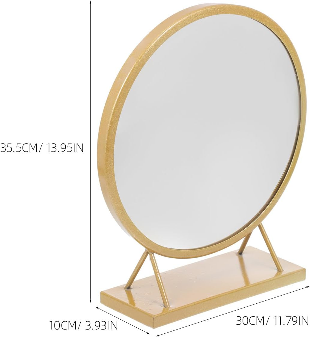 HONITANO Makeup Mirror 30Cm Gold Desktop Dresser Top Mirror for Girls Cosmetics Decor for Bedroom and Dressing Table Use image number 1