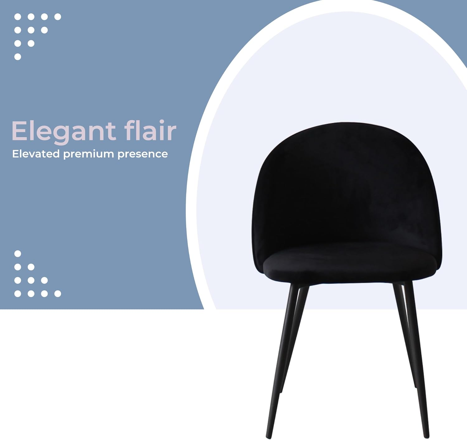 LEVEDE Dining Chairs, Set of 2 Reading Seating, Velvet Kitchen Chairs, Chic Nursing Seats, Home Furniture for Dining Room, Living Room, Cafe, Meeting Room, Load up to 150Kg (Black) - Black+White image number 4