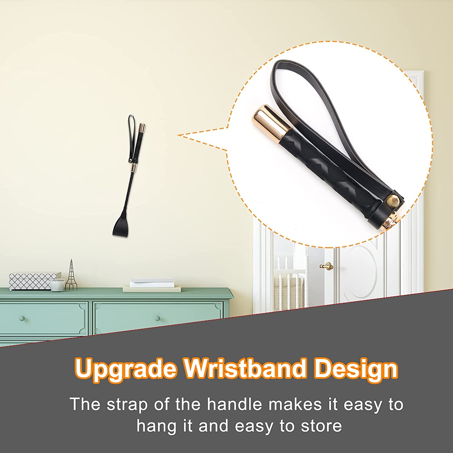 Horse Crop Black, Faux Leather Riding Crop with Anti-Slip Grip Gel Handle (30Cm, Black) image number 4