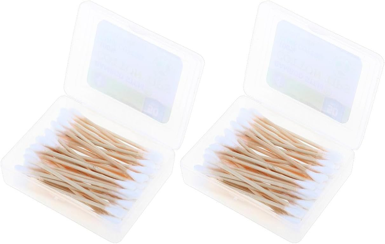 Leona Co 100/200/300 Pack Bamboo Cotton Tips, Double Ended Pure Cotton Swabs, 70Mm Eco-Conscious Bpa-Free Stems | Hygienic Storage Cases, Travel-Friendly (100) image number 1