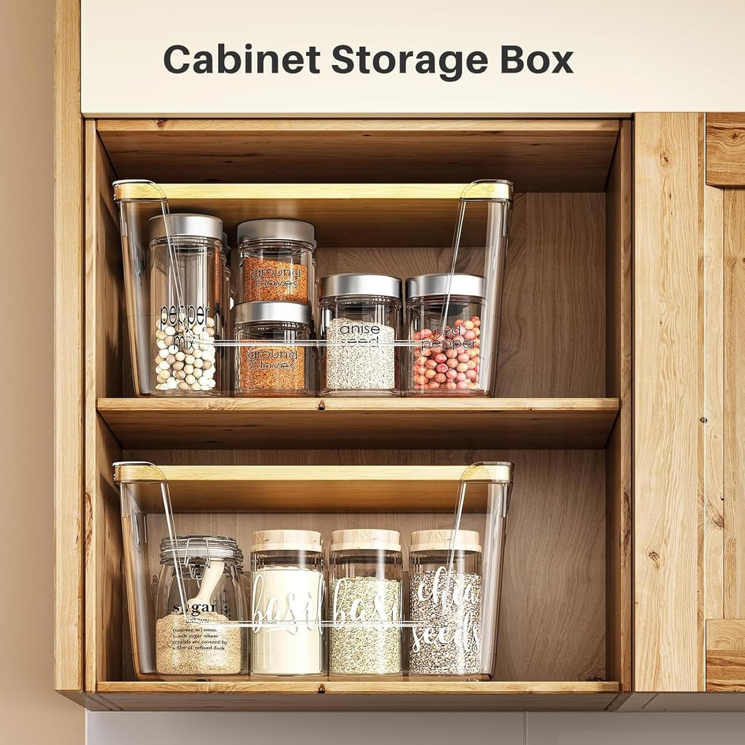 3 Set Pantry Organizer and Stackable Storage Kitchen Counter Organizers with Lid & Handle Sturdy and Durable Storage Basket for Potato, Onion, Garlic, Fruit, Vegetable, Produce