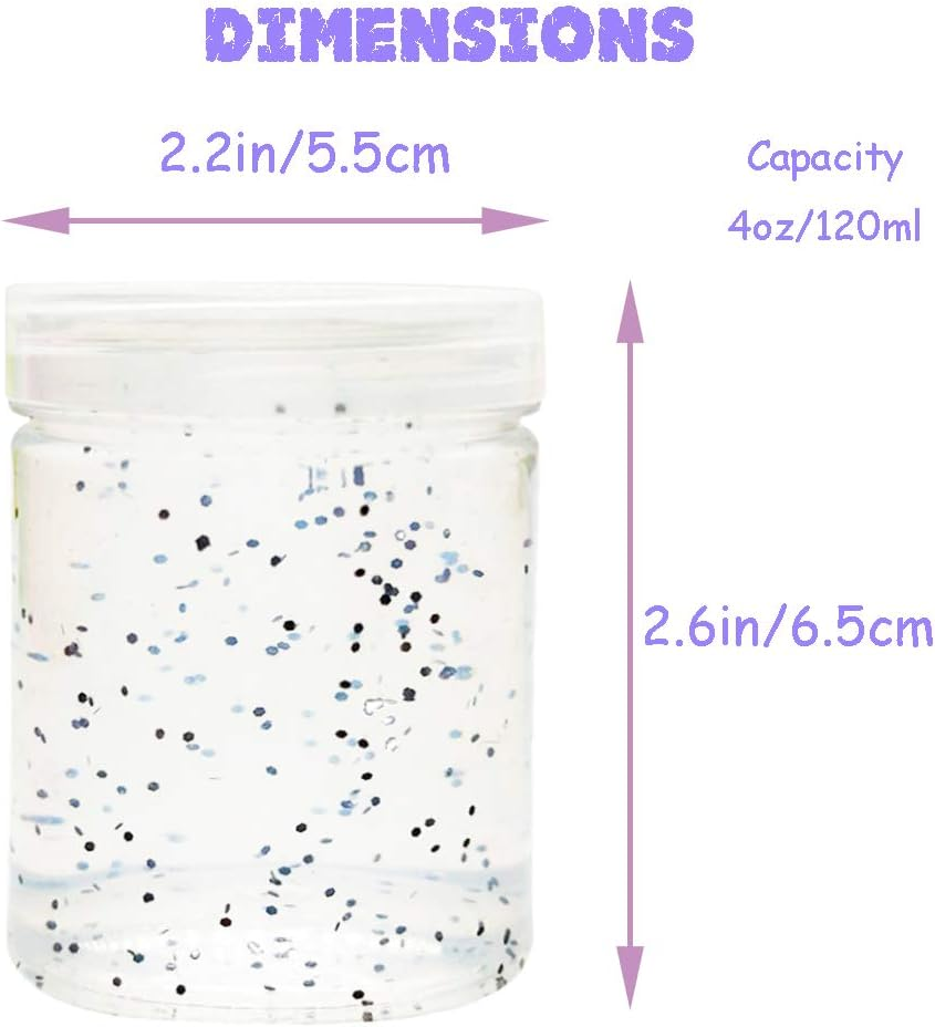 20 Pack 4Oz Empty Clear Slime Containers,Round Plastic Cosmetic Jars with Lids,Transparent Storage Containers for Cosmetics,Lotions,Butters,Slime Making and Food Storage image number 5